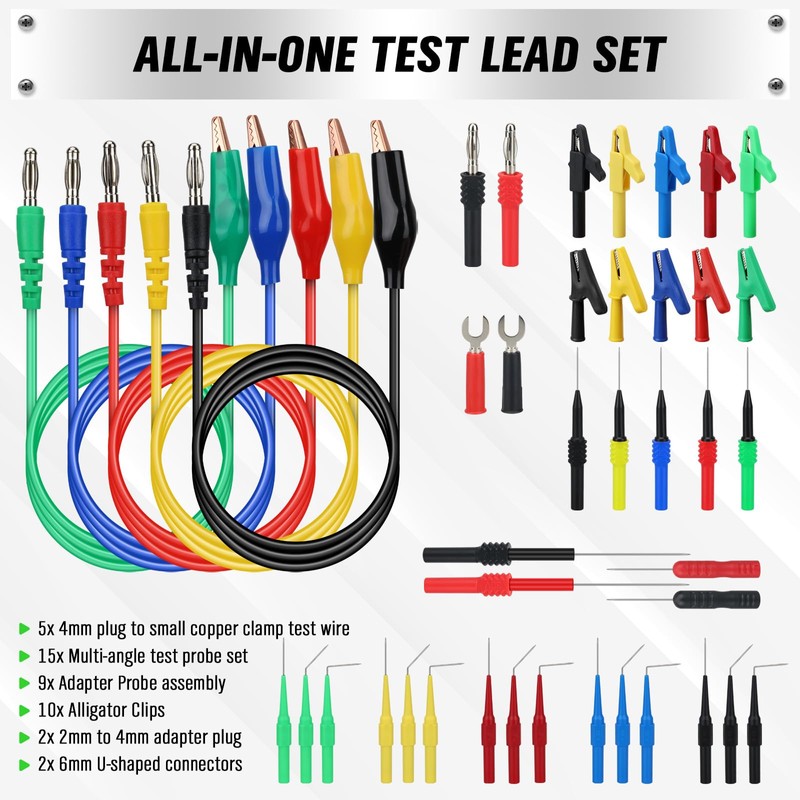 SWANLAKE 43-Piece Back Probe Kit, 30A Multi-Angle Test Probe, 4mm