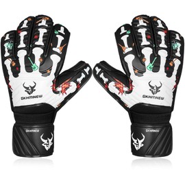 GKHMNEW Soccer Goalkeeper Gloves for Youth Adult and Kids Professional Football Gloves with Strong Grips and Finger Protection Men & Women - Size 6-10 (White, 9)