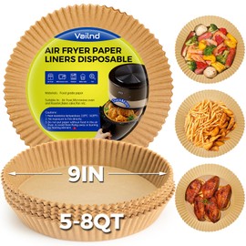 Air Fryer Liners Disposable - 50PCS 9 Inch Air Fryer Parchment Paper Round, Non-Stick Food Grade Paper Liner for Baking Roasting Microwave