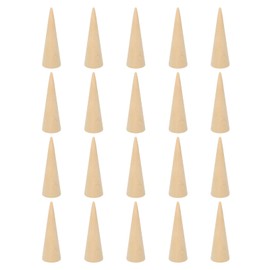 PATIKIL 80x25mm Natural Wood Corn Ring Holder Pack of 20 Finger Jewelry Display Stand Organizer Unpainted Wood Cones for DIY Crafts Wood Color