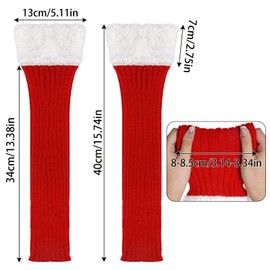 phnydreg Leg Warmers for Women Winter Christmas Leg Warmer with Fuzzy Fur Cuffs for Dance Christmas Cosplay Costume Party (1, Red)