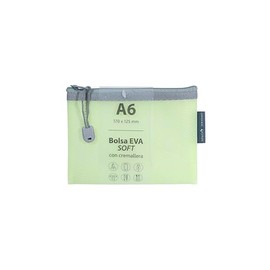 Grafoplás Soft EVA A6 Pastel Green Zipped Bag Soft Touch Clear EVA Rubber Zipper Perfect for Protecting and Carrying Documents and Small