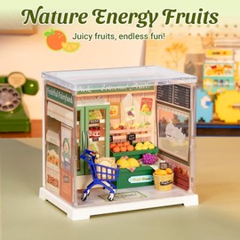 Rolife Super Creator Mini Series Fruits Shop, DIY Plastic Miniature Kits Retail Store Series, Mini Model House Building Set for Teens Aged 14+, DIY Crafts/Hobbies for Adults (Nature Energy Fruits)