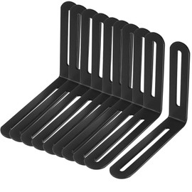 L-Shape Corner Brackets Adjustable, 120x100mm Angled Bracket Corner Brace, Metal Shelf Support, Furniture Fixing Joint (Pack of 10, Black)