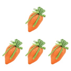 SM SunniMix 4 Pieces Easter Carrot Candy Gift Bags Treat Bags Wrapping Decor Decorative Pouch Carrot Shaped Ornament for Wedding New Year, without Bunny Ears