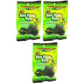 Alamo Candy Sour Pickle Balls 1 Ounce Pack of 3 Sour Snacks