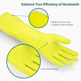 DABOGOSA MAMISON Reusable Household Dishwashing Cleaning Rubber Gloves, Non-Slip Kitchen Glove (Large, Green)