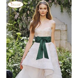 JasGood Women's Sash Dress Belt for Wedding Party Long Sash Bridal Belt for Special Occasions, 7-green