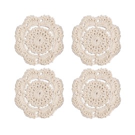 phantomonレースラウンドかぎ針編みなドイリー手作りコースター、4インチ、4のパック