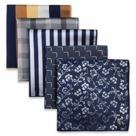 S&W SHLAX&WING Pack of 5 Assorted Handkerchiefs for Men Square Size One Size, Hset2-55