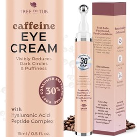 Tree to Tub- REFRESCA Y DESINFLAMA: Esta crema de café para ojos combina cafeína, ácido hialurónico y péptidos para reducir la apariencia de líneas finas y patas de gallo, la crema para ojos perfecta