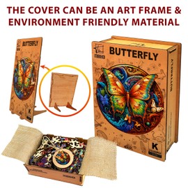 MIBIHOI Wooden Puzzles for Adults 210-240 Pcs Butterfly Wooden Jigsaw Puzzles Unique Shape Mystery Puzzle Wooden Animal Magic Puzzle Challenge for Adults, Family, Friend| 15.1x15.3 in, King