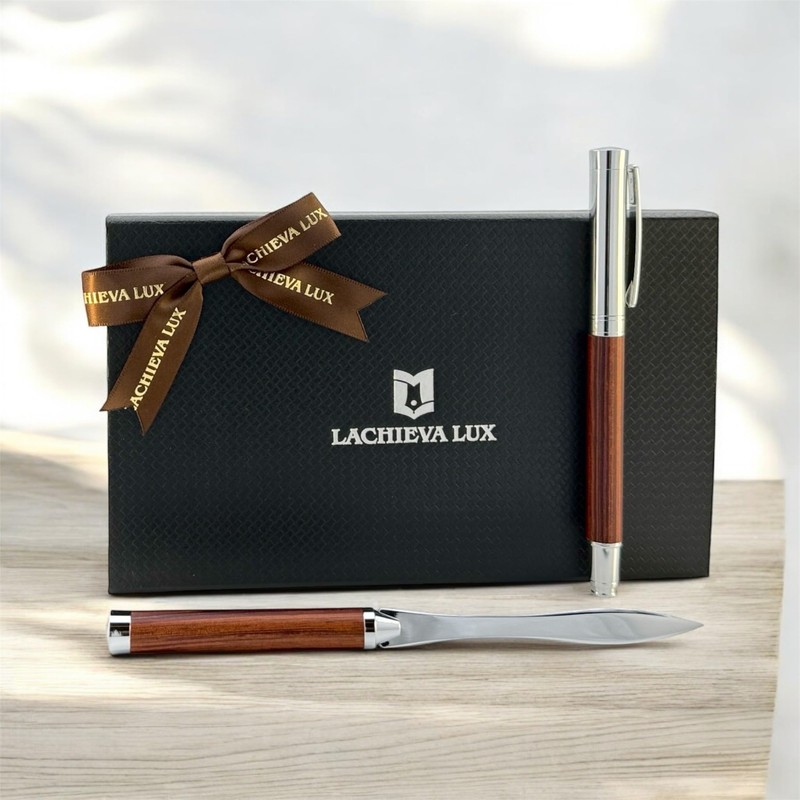 LACHIEVA LUX Rosewood Rollerball Pen with Letter Opener,Nice Gift for