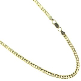 JOSCO Miami Curb Style Vermeil Necklace 4.1mm Gold Plated Over Sterling Silver Chain 20,22,24,30 Inches (22 Inches)