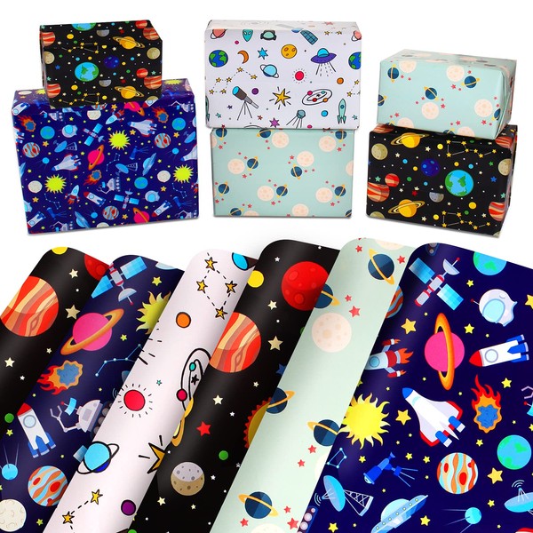 Space Wrapping Paper Birthday Wrapping Paper for Boys Girls,Gift Wrapping