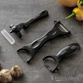 Shimomura Kogyo Verdun Black VB-603 Vegetable Peeler and Slicer, Antibacterial, Dishwasher Safe, Made in Japan (Tsubamesanjo, Niigata)