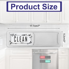 PATIKIL Dishwasher Magnet Clean Dirty Sign, 7x2" Clean & Dirty Dishwasher Indicator Slider Silver Acrylic Magnet Sign Easy to Read Kitchen Accessory, Black & White