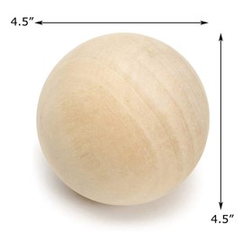 CYS EXCEL 4.5" Decorative (2 PCS) Round Unfinished Sphere | DIY Arts & Crafts Wooden Balls, Natural Wood