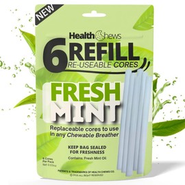 6 Pack Refill Essential Oil Aromatherapy Cores for Health Chews Chewable Breather:_Fresh Mint 6 Refill Cores