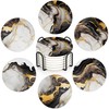 Black Gold Marble 6Pack Ceramic Drink Coasters,Quick-Absorb Stone Coasters with