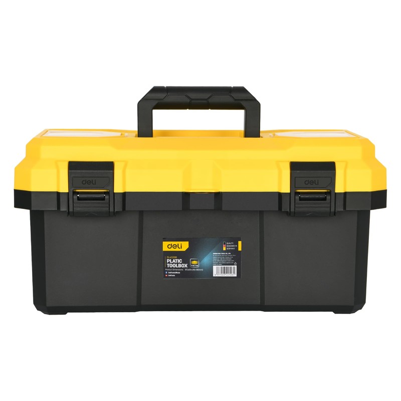 DELI 16-inch Tool Box with Removable Tray, Small Parts Box