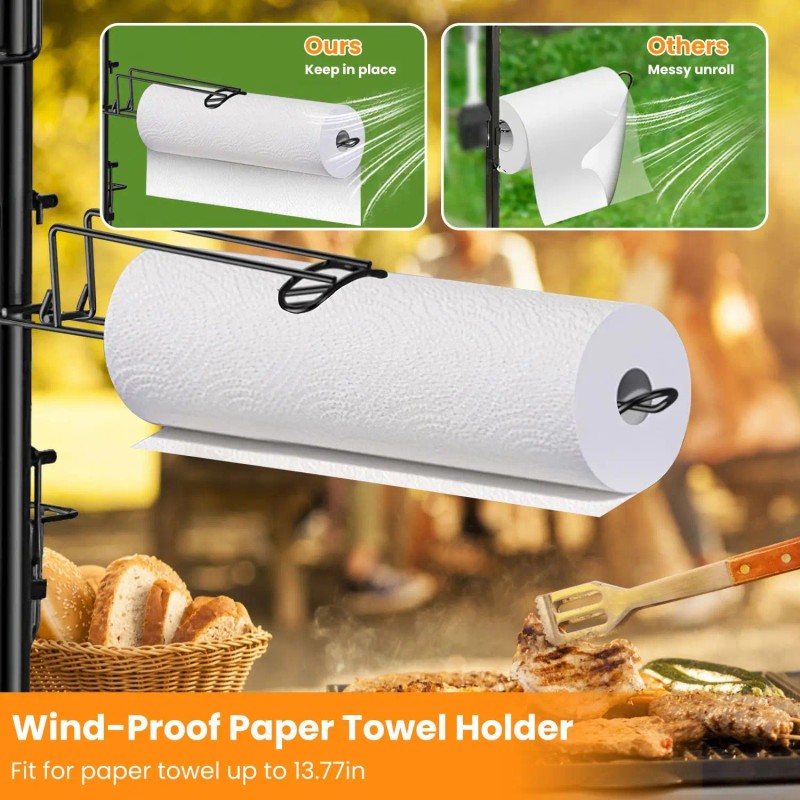 Vertical Standing Griddle Caddy Grill Utensil Holder with Paper Towel