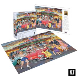 1000 Piece Puzzle for Adults ROSILAND Solomon Willy's Drive in 27X20 Diner Jigsaw by KI Puzzles