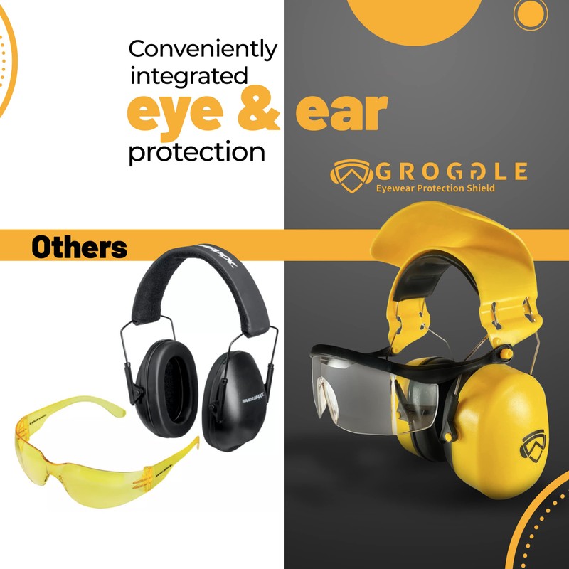 GROGGLE Combinación de protección ocular y oreja, gafas de seguridad