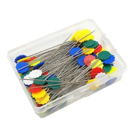 100Pcs Sewing Pin Flower Head Patchwork Quilting Flat Button Head Pins Office School Supplies for Map Cork Notice Board Marking (Dark Plum)