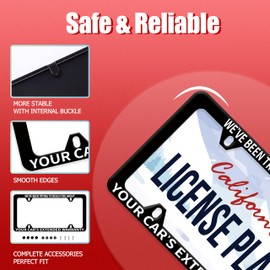 1 Pack Funny License Plate Frame We Have Been Trying to Reach You About Your Car's Extended Warranty Humorous Text License Plate Holder Stainless Steel Parts Decor with 4 Holes Screws