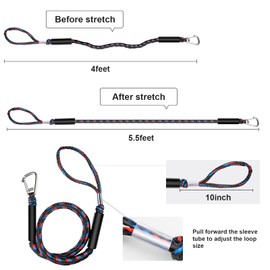 Botepon Boat Bungee Dock Lines with 316 Stainless Clips - Shock-Absorbing Jet Ski Dock Line, PWC Accessories, Boat Mooring Line/Tie Downs for Bass Boat, Fishing Pontoon, Dinghy - 4Feet