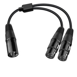 YINGAYOU XLR Splitter Cable 2 Female to 1 Male XLR Y Splitter Cable 50 cm Microphone Cable (1 Male 2 Female, 0.5 m)