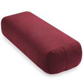 For Rectangular Organic Cotton Yoga Bolster Cushion Pillow Prop, 25" x 12" Burgundy
