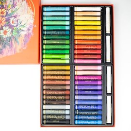 Idcrea Extra Soft 48 Colors Oil Pastels Set + 4 Bonus White Sticks - Blendable, Vibrant Art Supplies for Students Teachers & Artists