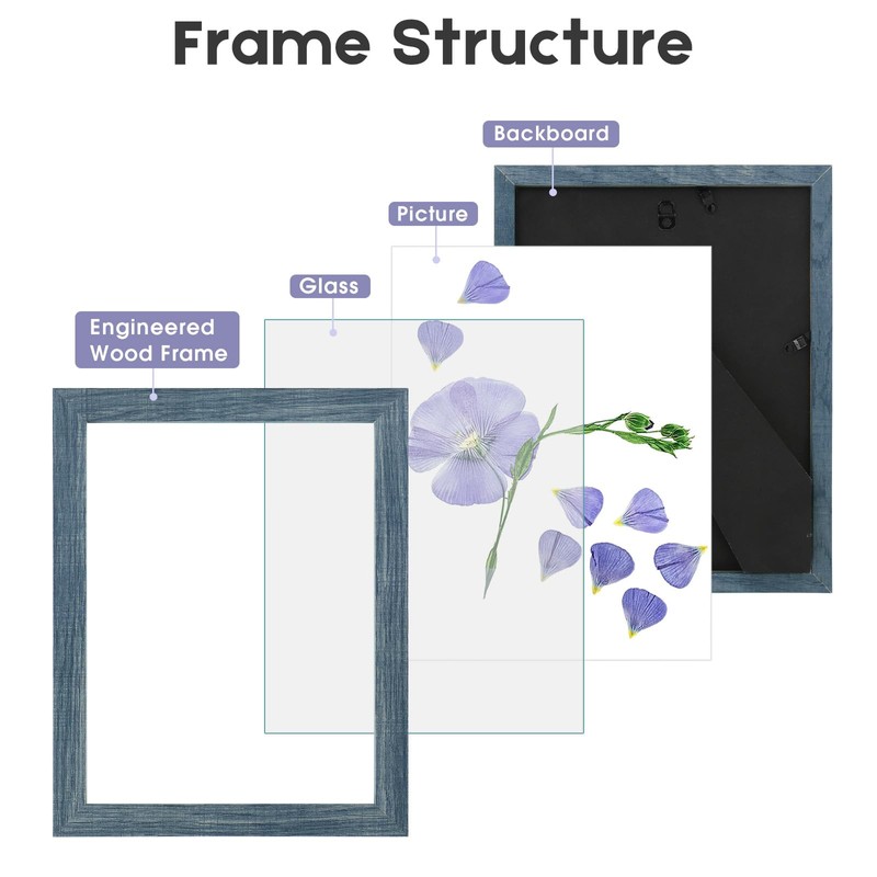 Frametory, 8.5x11 Picture Frame with Glass, Tabletop & Wall Horizontal
