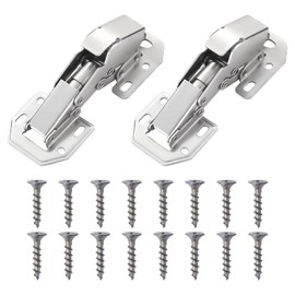 2 Pcs Cabinet Hinges 90 Degree, Soft Close Wardrobe Doors Hinges with Screws, Mute Cupboard Hinges for Kitchen Wardrobe Bookcases Bathroom Cabinet Door