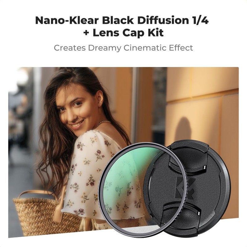 K&F Concept 82mm Black Diffusion 1/4 Filter with Camera Lens