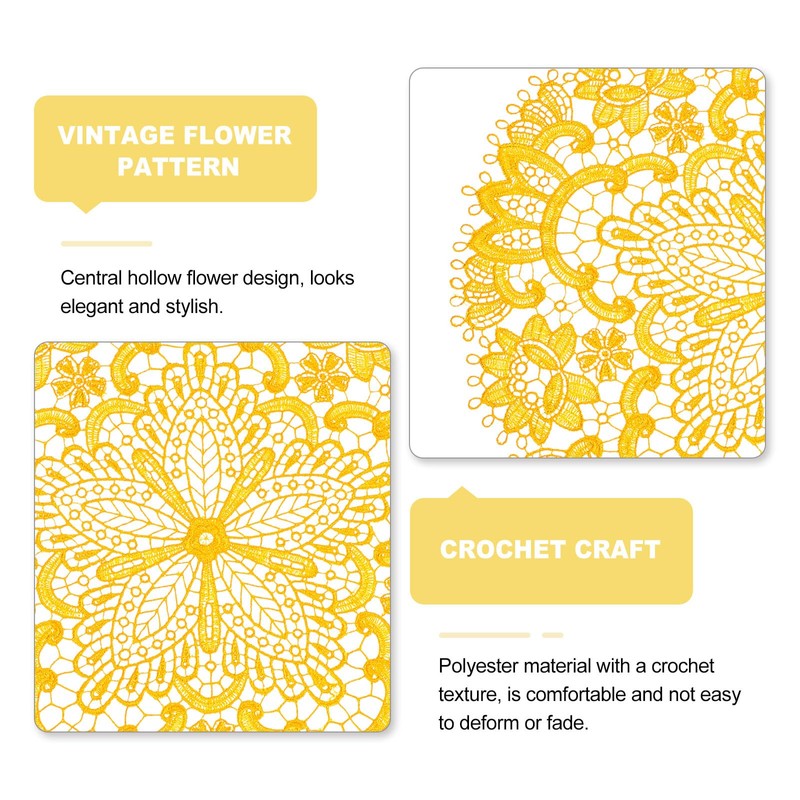 sourcing map 2Pcs Retro Lace Placemats, 10.6x10.6inch Round French Crochet