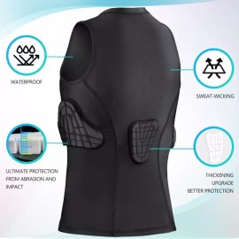 TUOY 야구 축구 농구 라크로스용 TUOY 청소년 패딩 셔츠 가슴 갈비뼈 보호 심장 흉골 압박 [Padded Sleeveless Shirt Grey] TUOY Youth Padded Shirt for Baseball, Soccer, Basketball, Lacrosse with Rib Protection and Sternum Compression [Padded Sleeveless Shirt Grey]