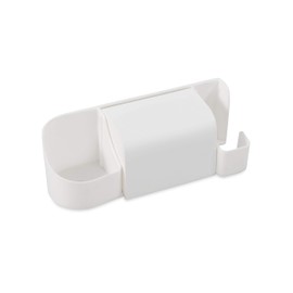 Camco Pop-A-Toothbrush with Paste and Floss Holder, White - The Perfect Bathroom Organizer - Features a Toothbrush Cover and Double-Sided Tape for Permanent Mounting (57208)