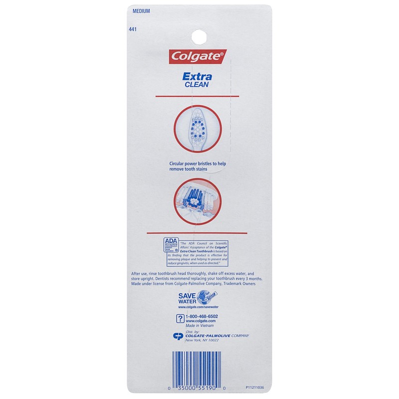 Colgate Extra Clean Full Head Toothbrush, Medium - 4 Count