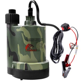 TIGEROAR 12V Submersible Pump 1500 GPH Water Transfer Pump with 20 ft. Cord and Waterfall Pump Hose Adapter for Utility Pump Camouflage Color