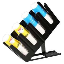 Engjajo Plastic Coffee Cup and Lid Holder Organizer Paper Cup Holder with Straw Organizer Table Countertop (Black)