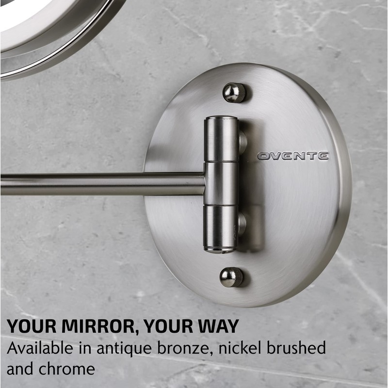 OVENTE Wall Mounted Lighted Makeup Mirror, 7" Double Sided 1X/7X