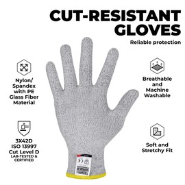 Tough Outfitters Cut Resistant Gloves - Chef Food Grade Cutting Kitchen Glove - Blade Proof Work Safety Gloves for Wood Carving or Metal Working - Chefs Hand Protection - Medium