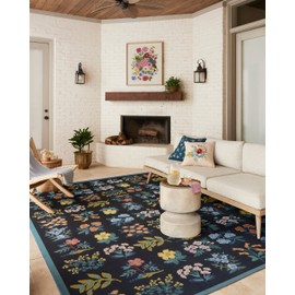Loloi Rifle Paper Co. x Perennial Black 2'-5" x 3'-11" Accent Rug