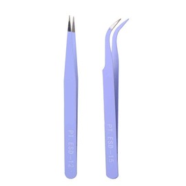 ZJchao Pinzas de Arte de Uñas de Acero Inoxidable de 2 pcs, Pinzas Antiestáticas de Color Pinzas de Manicura de Cabeza Recta Herramienta de Taladro de Bricolaje(01)