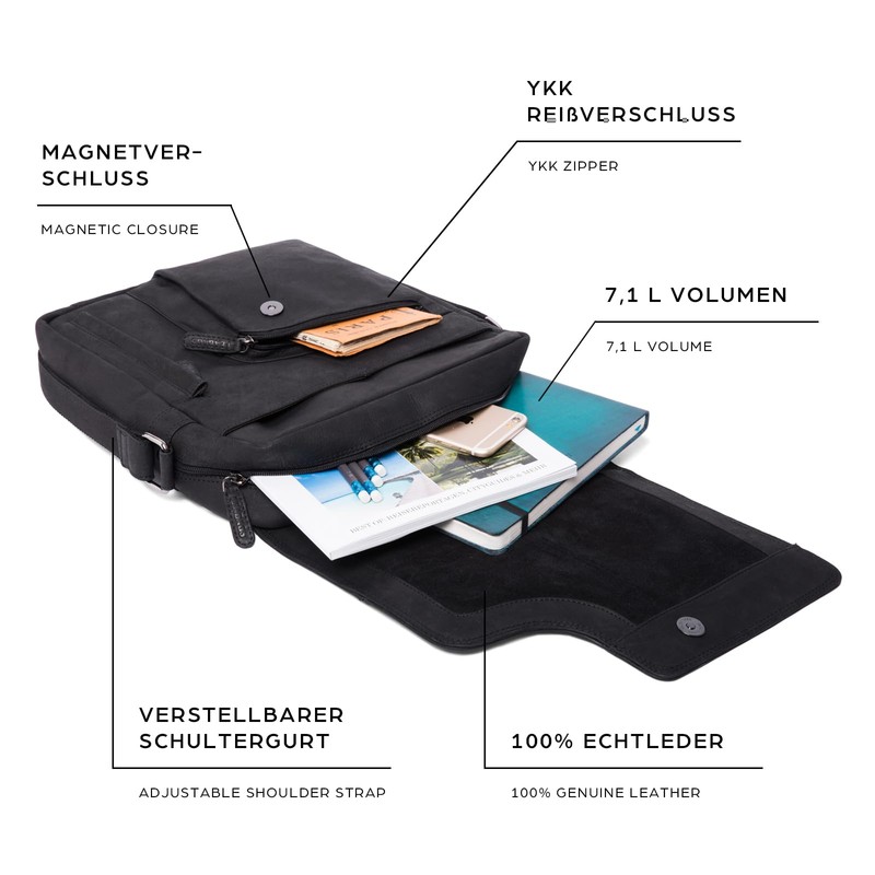 Leabags Amsterdam Shoulder Bag Made Of Genuine Buffalo Leather In