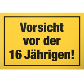 DankeDir! 16th Birthday Girl Gift Idea: 'Beware of the 16 Years' Plastic Sign 30 x 20 cm Wall Mounted Party Decoration