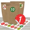 DIY advent calendar set (24 brown gift bags, 24 coloured number stickers,